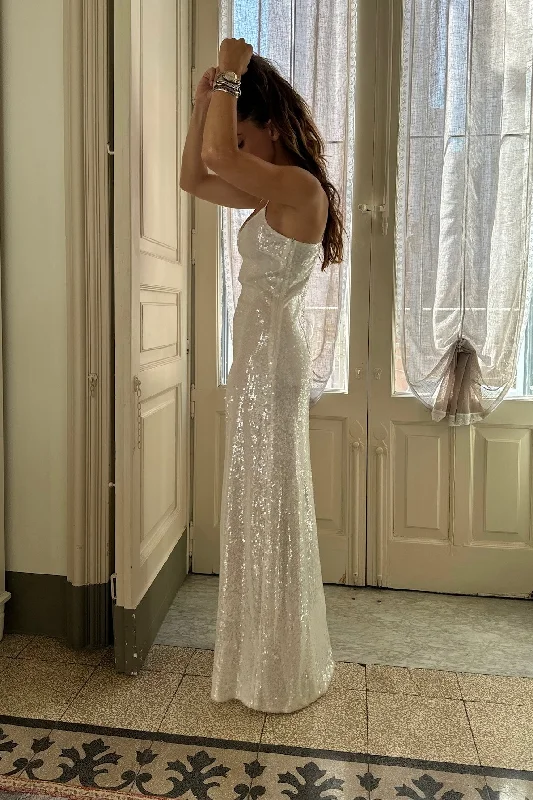 Gardenia White Sequin Maxi Dress