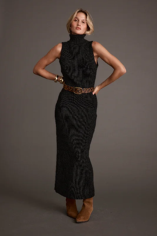 Monique Black Sleeveless Sweater Maxi Dress