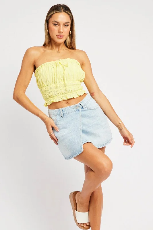 Denim Asymmetric Skirt Mid Rise Wrap Mini