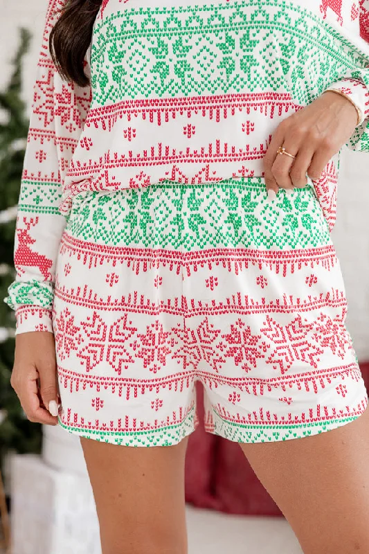 Sleigh All Day Red and Green Fair Isle Pajama Short FINAL SALE