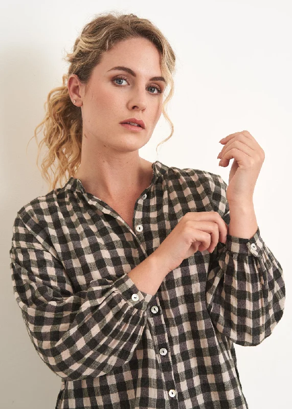 YVETTE SOFT CHECK SHIRT - KHAKI