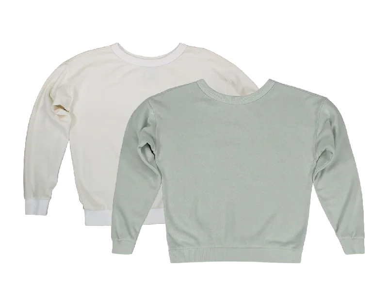 Jungmaven | Crux Cropped Sweatshirt | Seafoam Green or Washed White